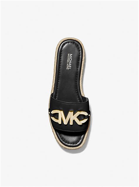 izzy slide michael kors|Izzy Logo Embellished Leather Slide Sandal .